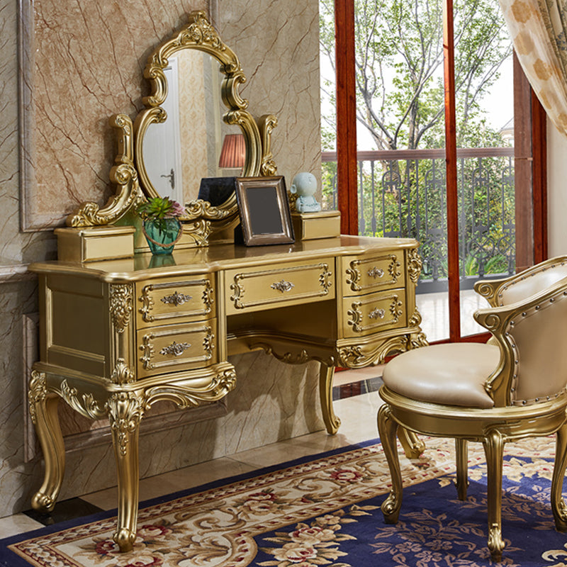 Victorian 19.68 "tavolo da trucco largo in legno massiccio di trucco con cassetti con cassetti