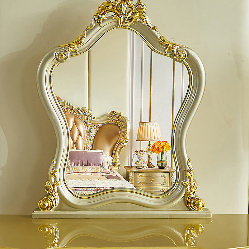 Victorian 19.68 "tavolo da trucco largo in legno massiccio di trucco con cassetti con cassetti