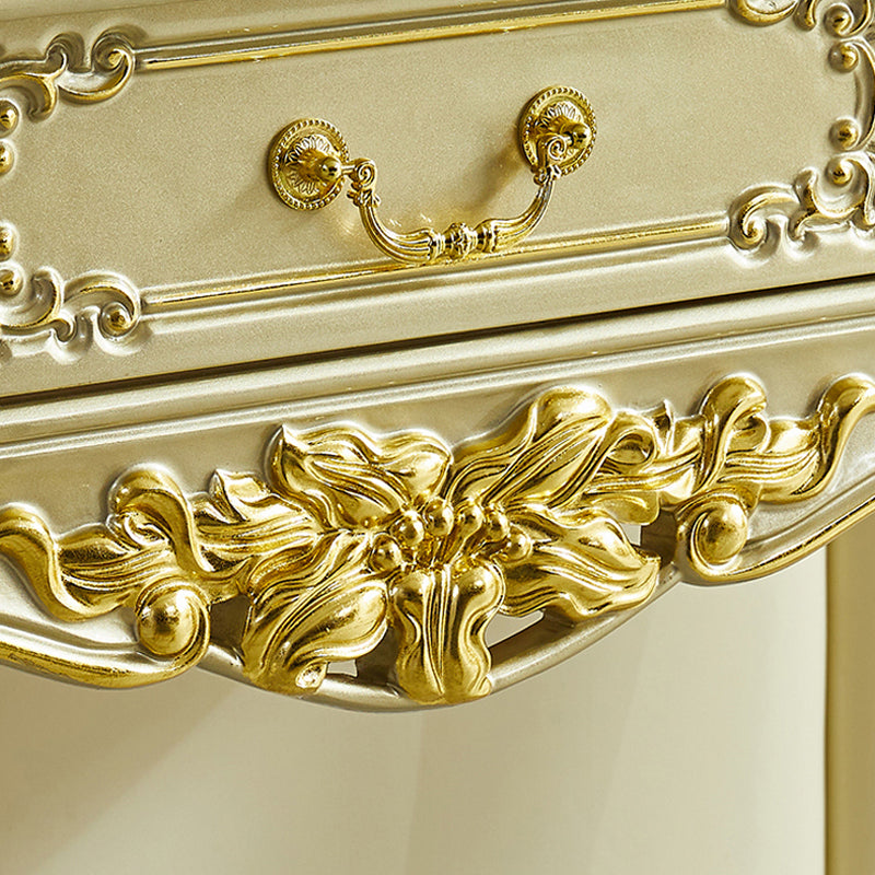 Victorian 19.68 "tavolo da trucco largo in legno massiccio di trucco con cassetti con cassetti