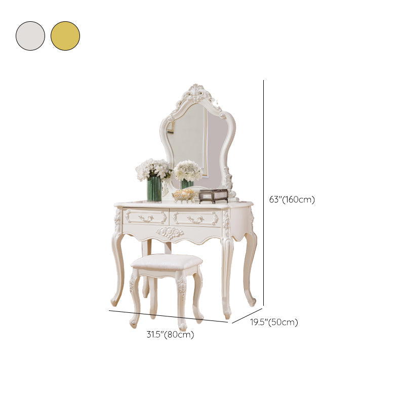 Victorian 19.68 "tavolo da trucco largo in legno massiccio di trucco con cassetti con cassetti