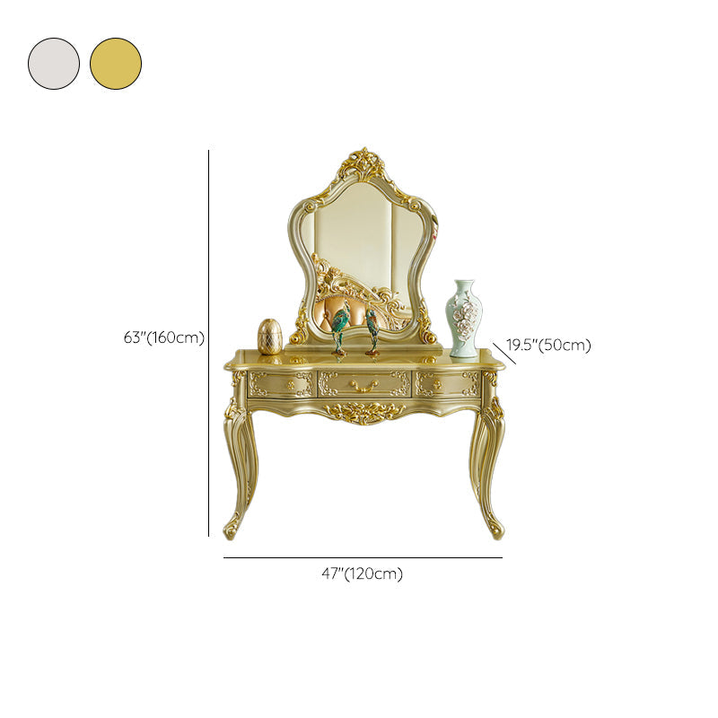 Victorian 19.68 "tavolo da trucco largo in legno massiccio di trucco con cassetti con cassetti