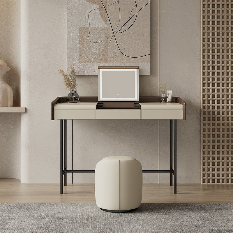 Glam Faux Leather Makeup Vanity Desk Bedroom Vanity Dressing Table