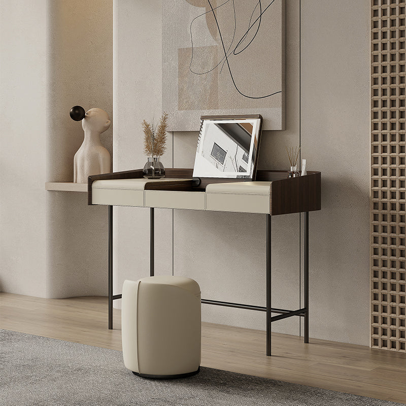 Glam Faux Leather Makeup Vanity Desk Bedroom Vanity Dressing Table