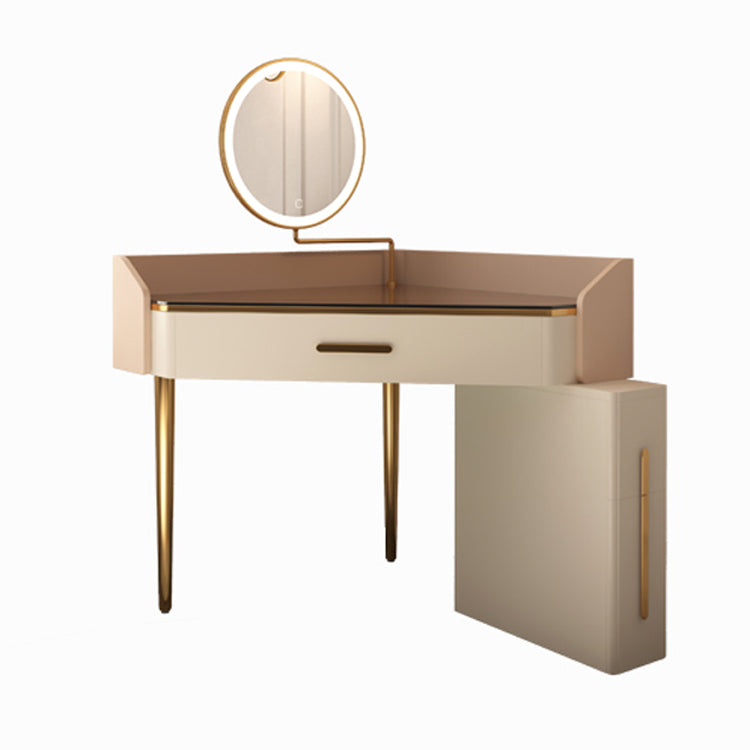 Mid-Century Modern Makeup Vanity Desk Dressing Table Stool Set with Drawer