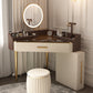 Mid-Century Modern Makeup Vanity Desk Dressing Table Stool Set with Drawer