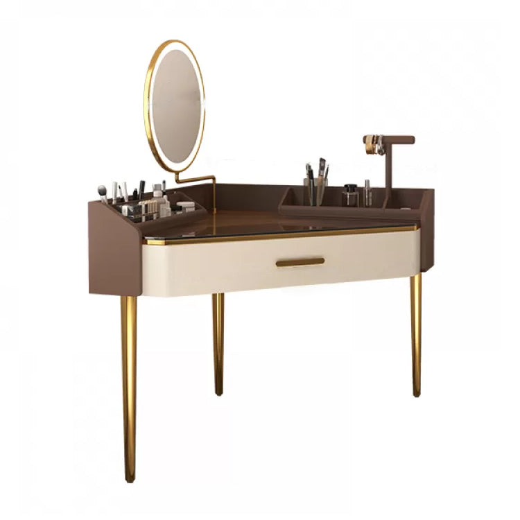 Mid-Century Modern Makeup Vanity Desk Dressing Table Stool Set with Drawer