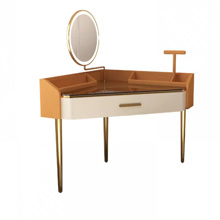 Mid-Century Modern Makeup Vanity Desk Dressing Table Stool Set with Drawer