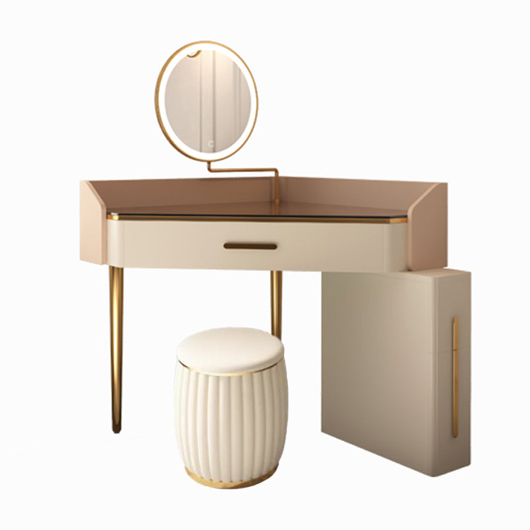 Mid-Century Modern Makeup Vanity Desk Dressing Table Stool Set with Drawer