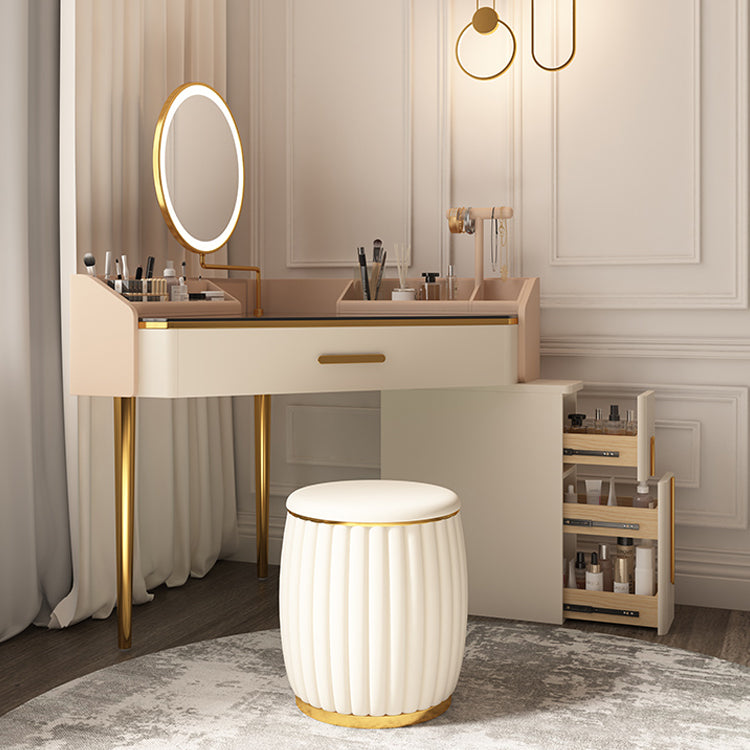 Mid-Century Modern Makeup Vanity Desk Dressing Table Stool Set with Drawer