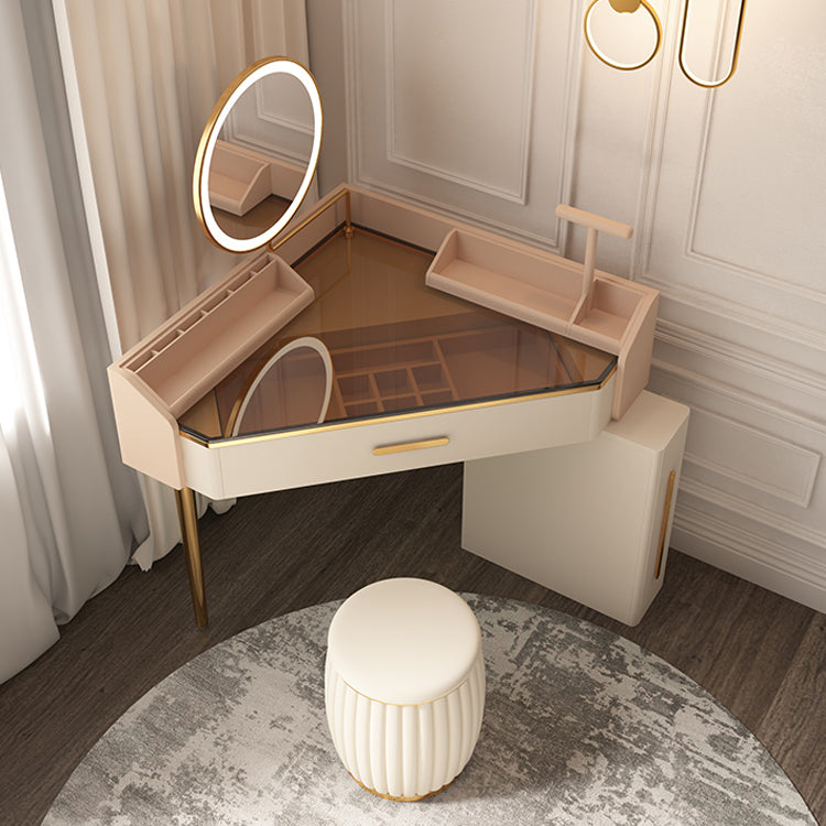 Mid-Century Modern Makeup Vanity Desk Dressing Table Stool Set with Drawer