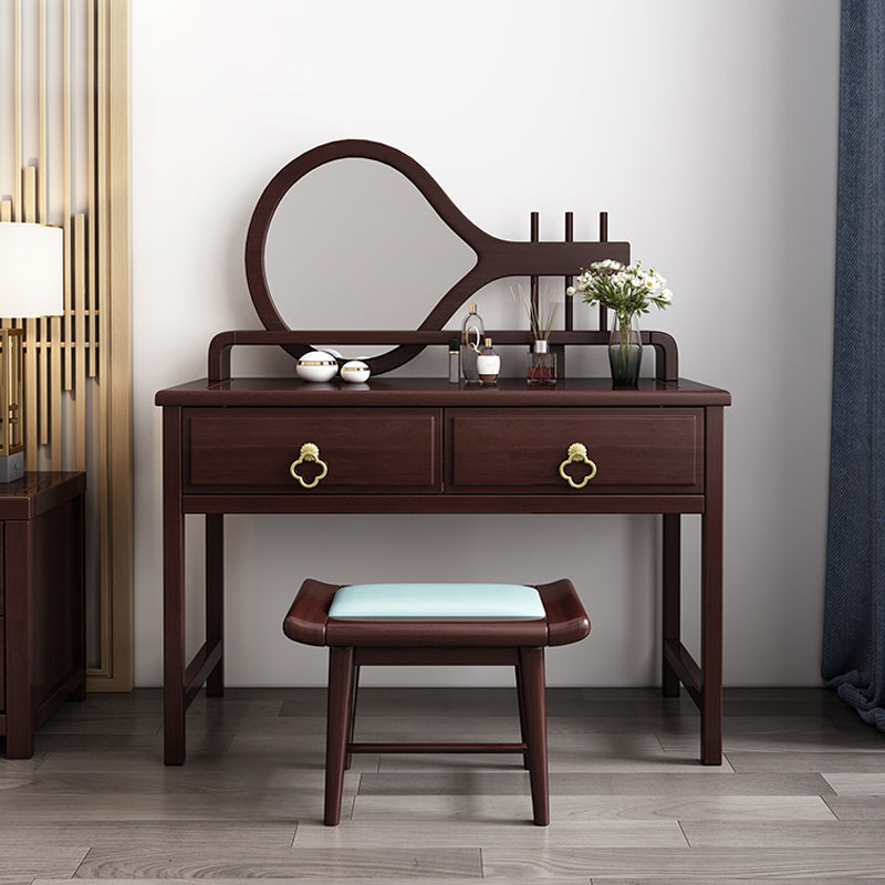 Traditional Style Solid Wood with Drawers Dark Coffee Dressing Table