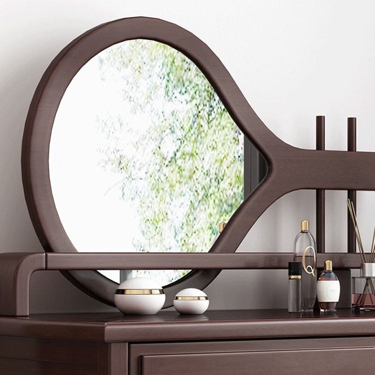 Traditional Style Solid Wood with Drawers Dark Coffee Dressing Table