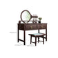 Traditional Style Solid Wood with Drawers Dark Coffee Dressing Table