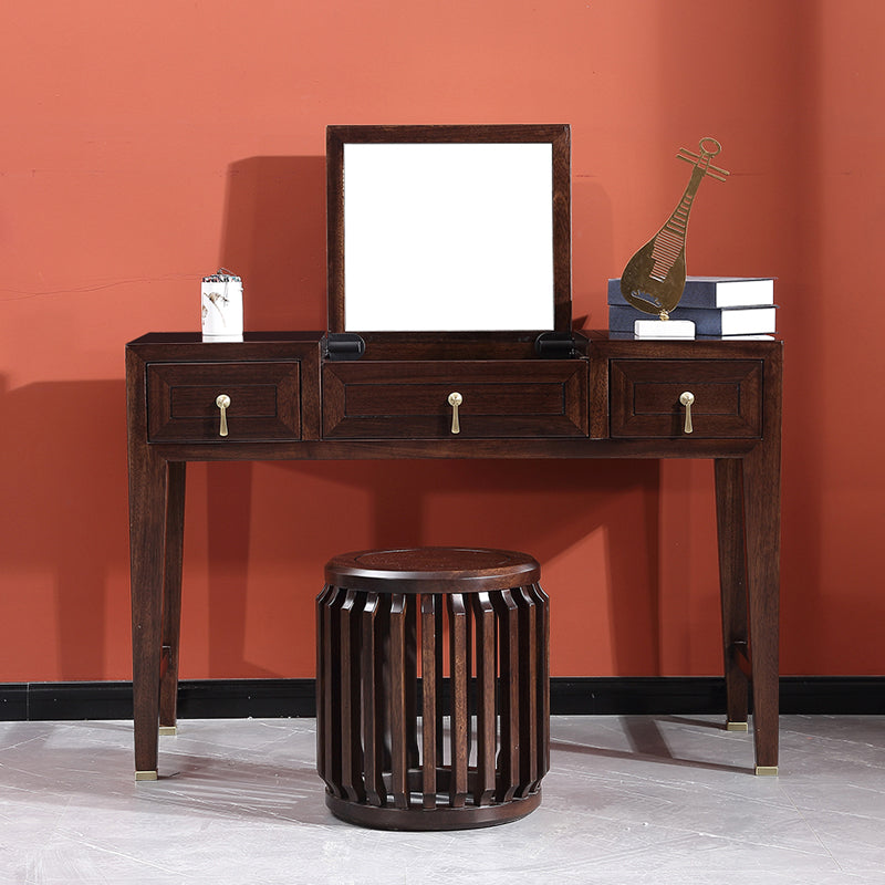 Tavolo da toeletta da toeletta in legno massiccio tradizionale tavolo da vanità per trucco a flip-top