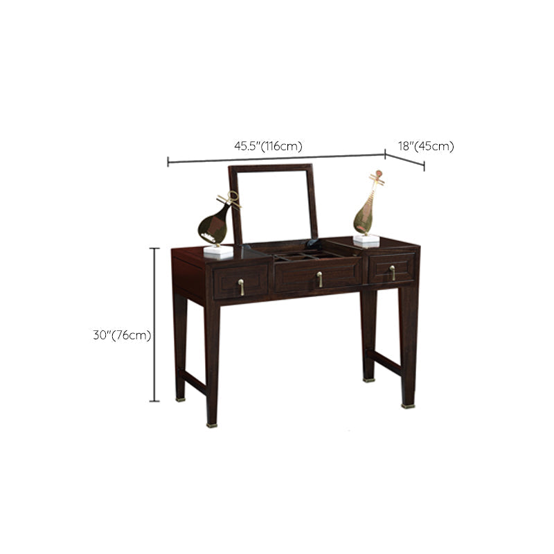 Tavolo da toeletta da toeletta in legno massiccio tradizionale tavolo da vanità per trucco a flip-top