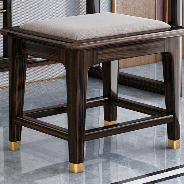 Solid Wood Vanity Set with Stool Set Brown Dresser with 3-Drawer and Mirror