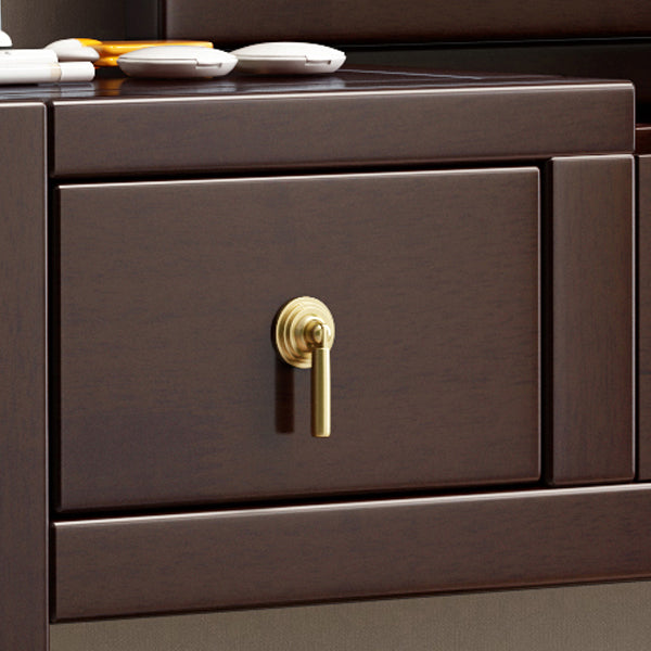 Traditions Rubberwood Vanity Set with Mirror 15.75"" Wide Brown Vanity Clearhalo 'Bedroom Furniture' 'furn' 'furn_makeup_vanities' 'Furniture' 'Makeup Vanities' 'makeup_vanities' 7186383