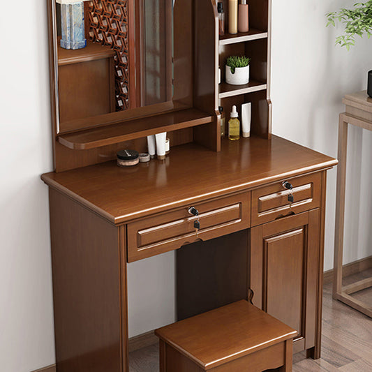 Traditional Make-up Vanity Home Rectangle Dressing Table with Mirror Clearhalo 'Bedroom Furniture' 'furn' 'furn_makeup_vanities' 'Furniture' 'Makeup Vanities' 'makeup_vanities' 7186393