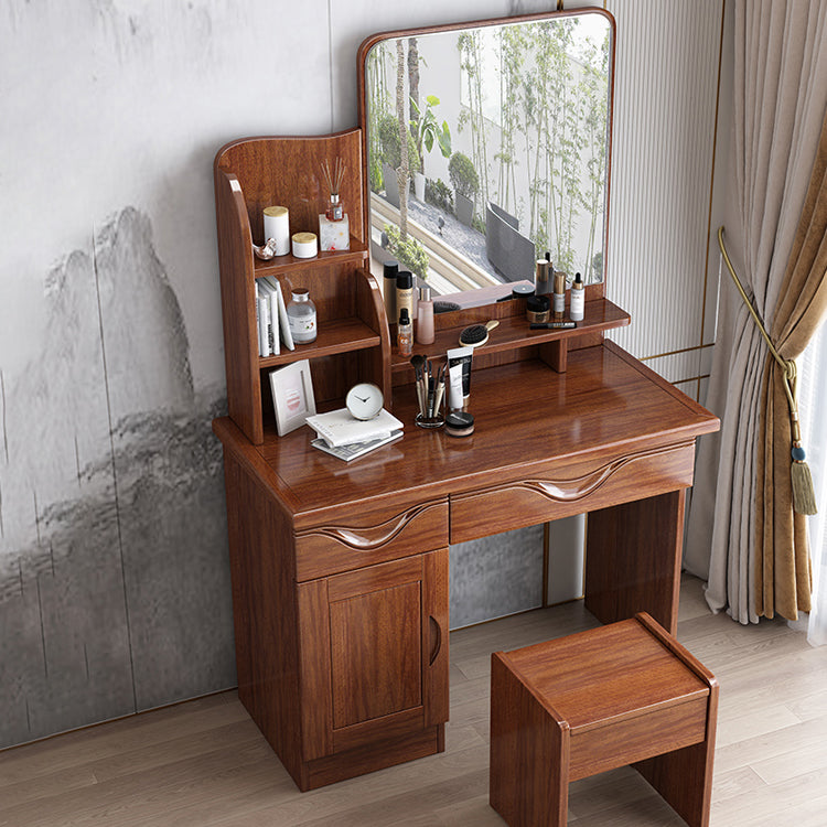 Traditional Makeup Table with 2 Drawers 15.75" Wide Vanity Tables with Mirror