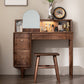 Scandinavian Vanity Makeup Table Set Wolnut Dressing Table Stool Set Makeup Vanity & Stools Clearhalo 'Bedroom Furniture' 'furn' 'furn_makeup_vanities' 'Furniture' 'Makeup Vanities' 'makeup_vanities' 7186421