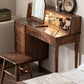 Scandinavian Vanity Makeup Table Set Wolnut Dressing Table Stool Set Clearhalo 'Bedroom Furniture' 'furn' 'furn_makeup_vanities' 'Furniture' 'Makeup Vanities' 'makeup_vanities' 7186424