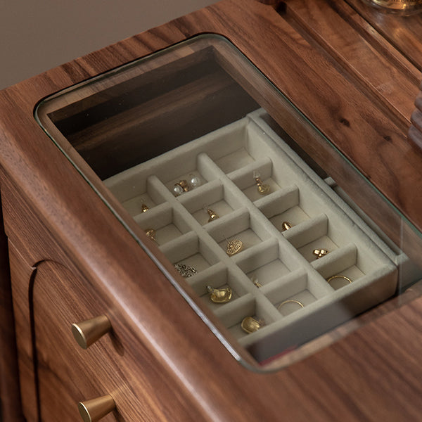 Scandinavian Vanity Makeup Table Set Wolnut Dressing Table Stool Set Clearhalo 'Bedroom Furniture' 'furn' 'furn_makeup_vanities' 'Furniture' 'Makeup Vanities' 'makeup_vanities' 7186431