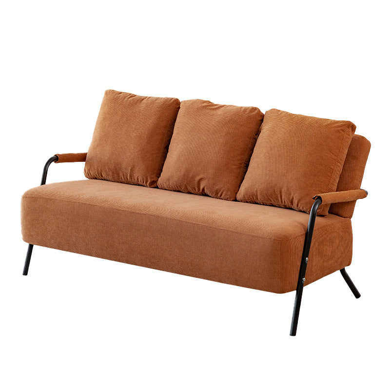 25" Wide Contemporary Sofa 3 Seater Rolled Arm Seating with 3 Pillows