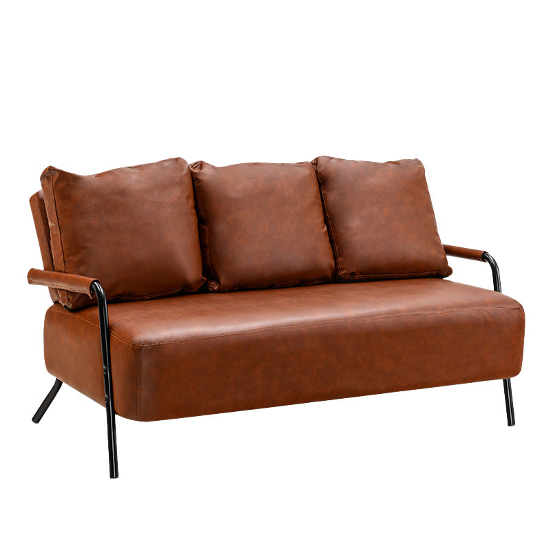 25" Wide Contemporary Sofa 3 Seater Rolled Arm Seating with 3 Pillows