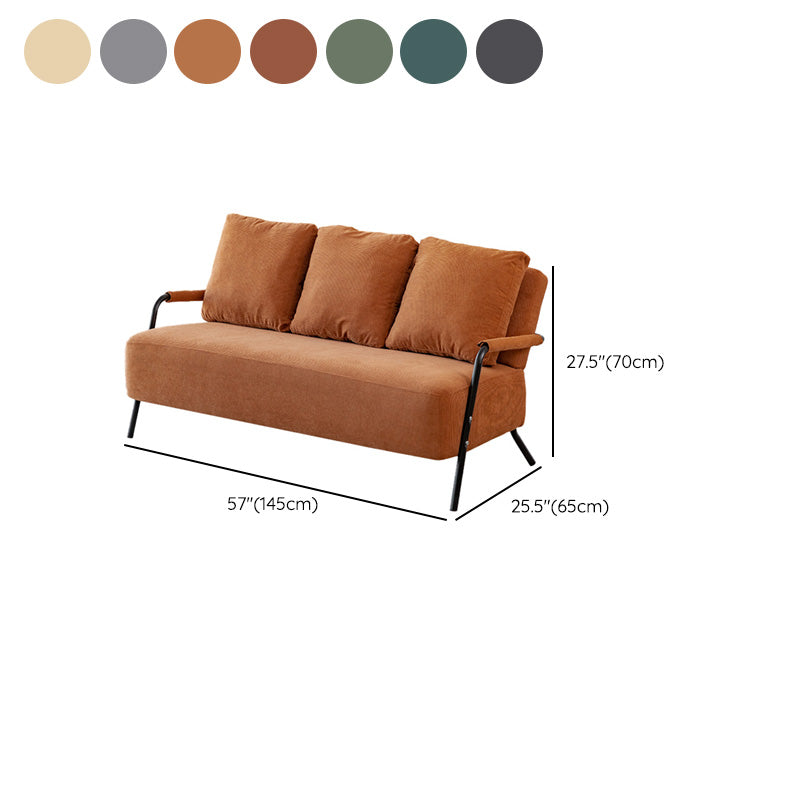 25" Wide Contemporary Sofa 3 Seater Rolled Arm Seating with 3 Pillows