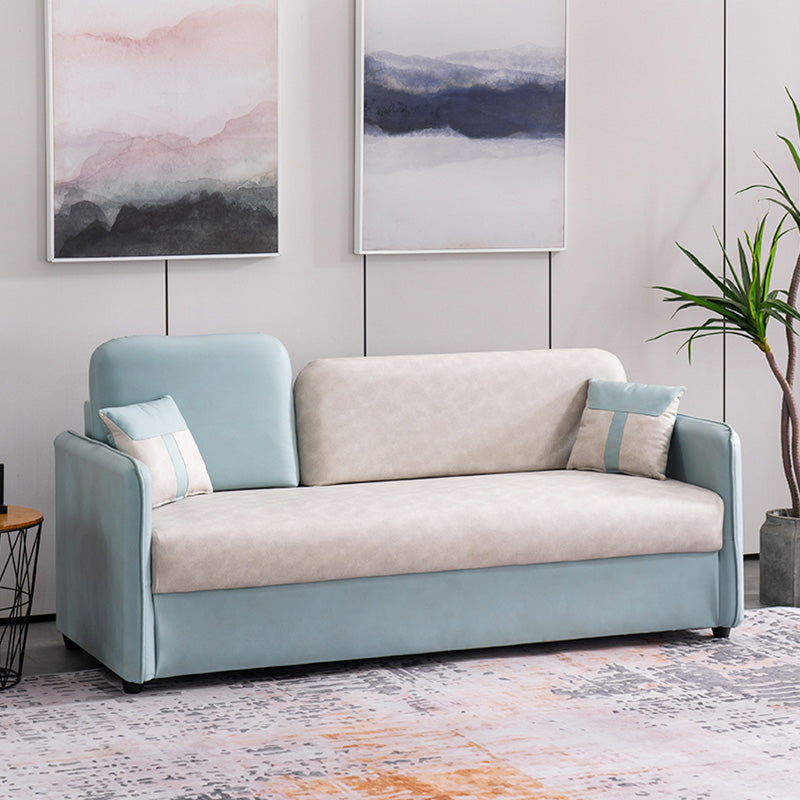 25" Wide Contemporary Sofa Leather Pillows Cushions White Seating