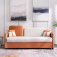 25" Wide Contemporary Sofa Leather Pillows Cushions White Seating