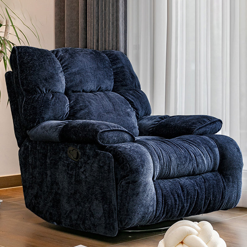 Modern Standard Recliner with Footrest and Tufted Back in Solid Color Dark Blue Clearhalo 'Chairs & Seating' 'furn' 'furn_recliners' 'Furniture' 'Living Room Furniture' 'Recliners' 7186493