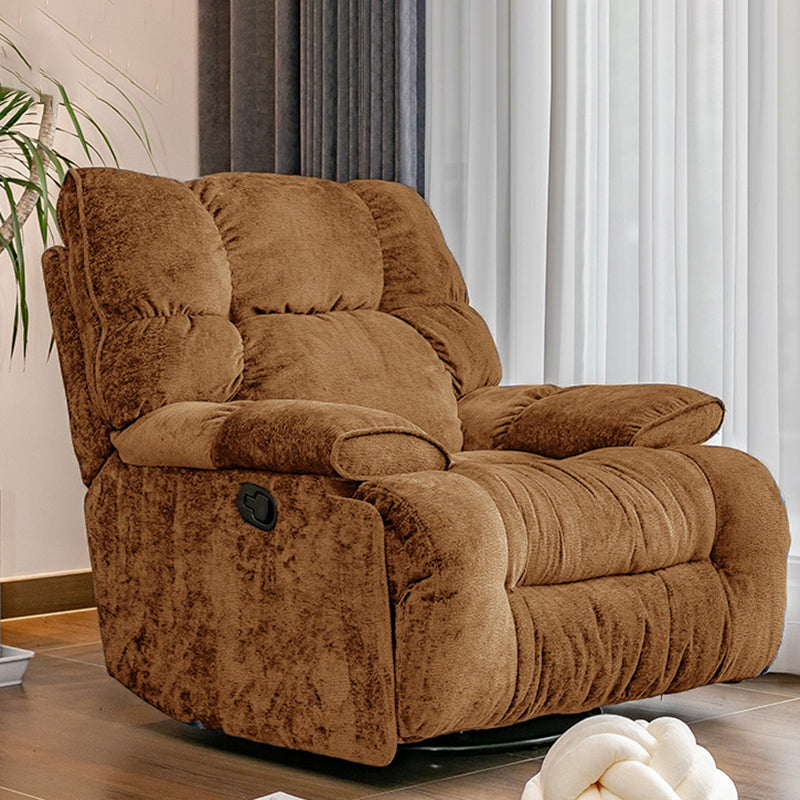 Modern Standard Recliner with Footrest and Tufted Back in Solid Color Brown Clearhalo 'Chairs & Seating' 'furn' 'furn_recliners' 'Furniture' 'Living Room Furniture' 'Recliners' 7186494