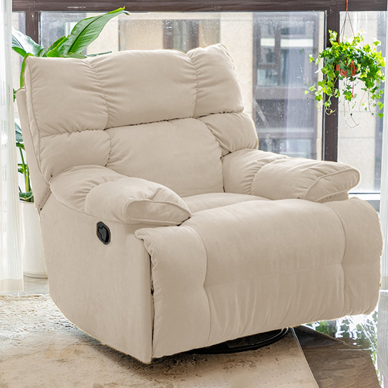Modern Standard Recliner with Footrest and Tufted Back in Solid Color White Clearhalo 'Chairs & Seating' 'furn' 'furn_recliners' 'Furniture' 'Living Room Furniture' 'Recliners' 7186504
