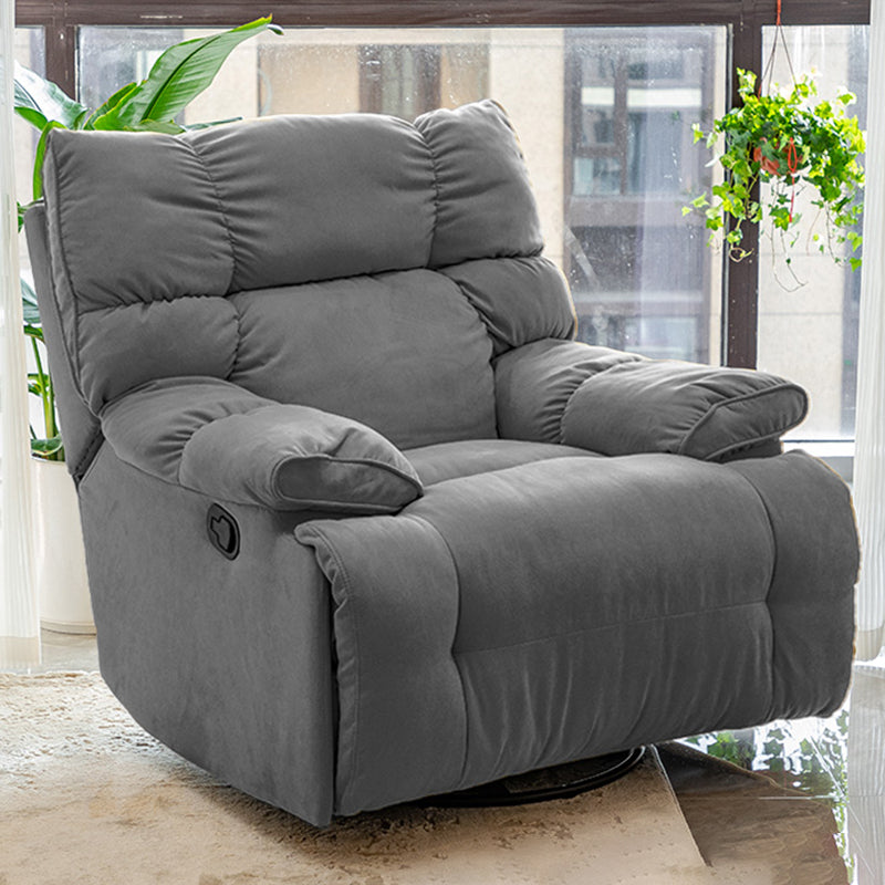 Modern Standard Recliner with Footrest and Tufted Back in Solid Color Grey Power Recline with Rocking-Swivel Clearhalo 'Chairs & Seating' 'furn' 'furn_recliners' 'Furniture' 'Living Room Furniture' 'Recliners' 7186506