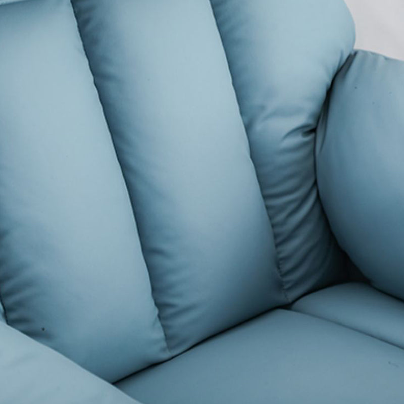 Recarqueur standard de couleur unie contemporaine avec bras en faux cuir / mélange en lin