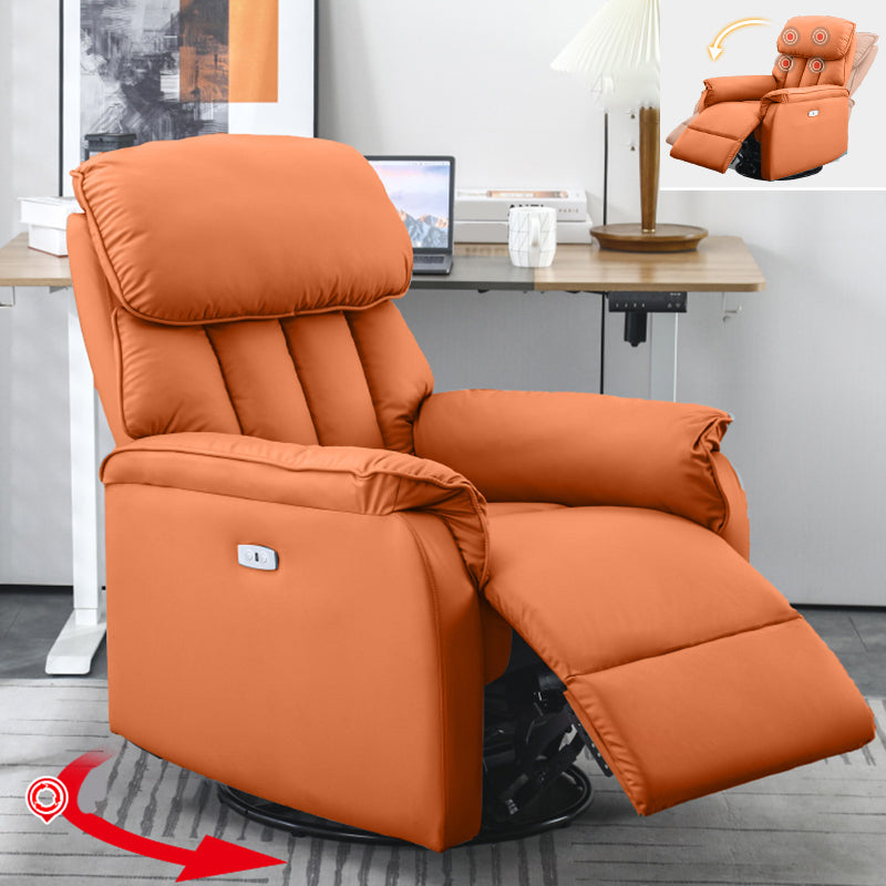 Recarqueur standard de couleur unie contemporaine avec bras en faux cuir / mélange en lin