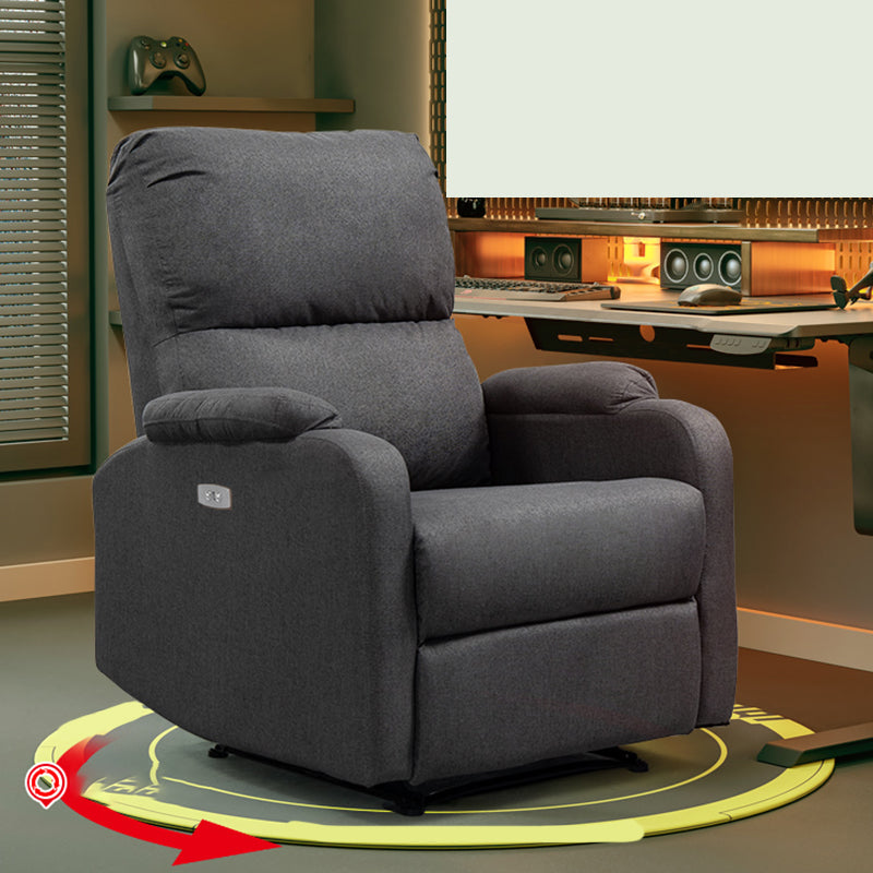 Recarqueur standard de couleur unie contemporaine avec bras en faux cuir / mélange en lin