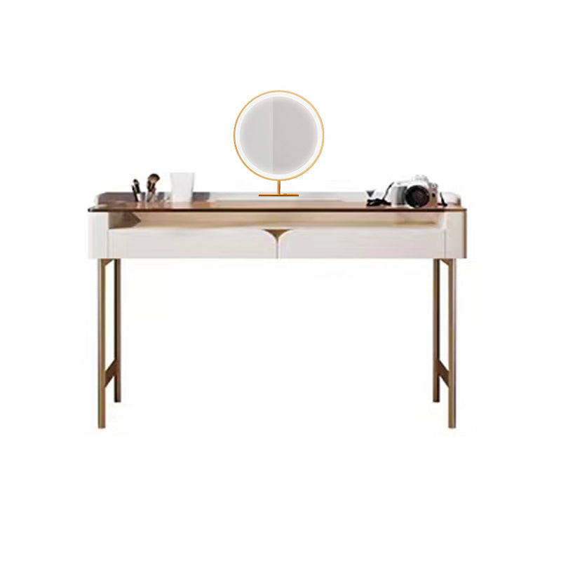 Glass Top Makeup Vanity Desk Storage Box Makeup Vanity Set with Drawer Makeup Vanity & Mirror 39.4"L x 16.5"W x 30.3"H Cabinet Not Included Clearhalo 'Bedroom Furniture' 'furn' 'furn_makeup_vanities' 'Furniture' 'Makeup Vanities' 'makeup_vanities' 7186817