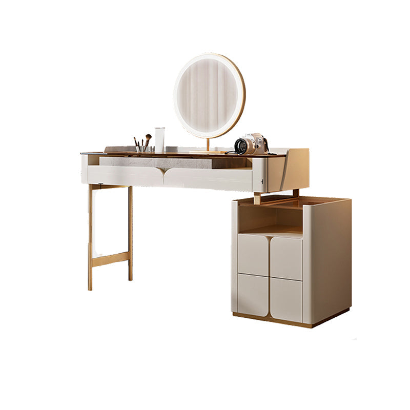 Glass Top Makeup Vanity Desk Storage Box Makeup Vanity Set with Drawer Clearhalo 'Bedroom Furniture' 'furn' 'furn_makeup_vanities' 'Furniture' 'Makeup Vanities' 'makeup_vanities' 7186824