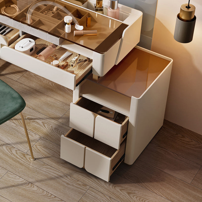 Glass Top Makeup Vanity Desk Storage Box Makeup Vanity Set with Drawer Clearhalo 'Bedroom Furniture' 'furn' 'furn_makeup_vanities' 'Furniture' 'Makeup Vanities' 'makeup_vanities' 7186831