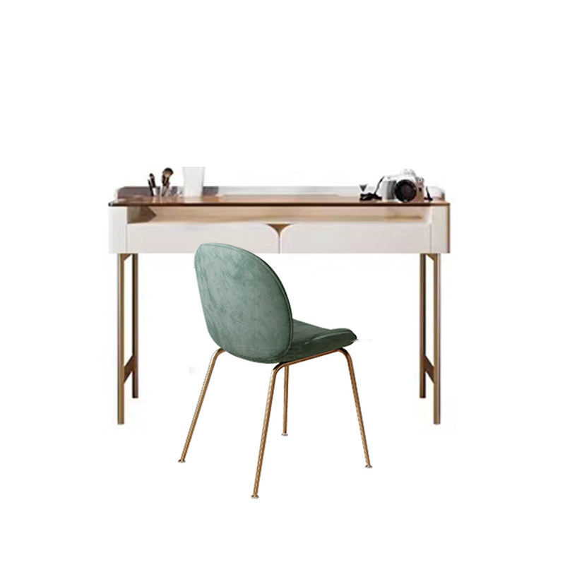 Glass Top Makeup Vanity Desk Storage Box Makeup Vanity Set with Drawer Makeup Vanity & Stools 31.5"L x 16.5"W x 30.3"H Cabinet Not Included Clearhalo 'Bedroom Furniture' 'furn' 'furn_makeup_vanities' 'Furniture' 'Makeup Vanities' 'makeup_vanities' 7186836