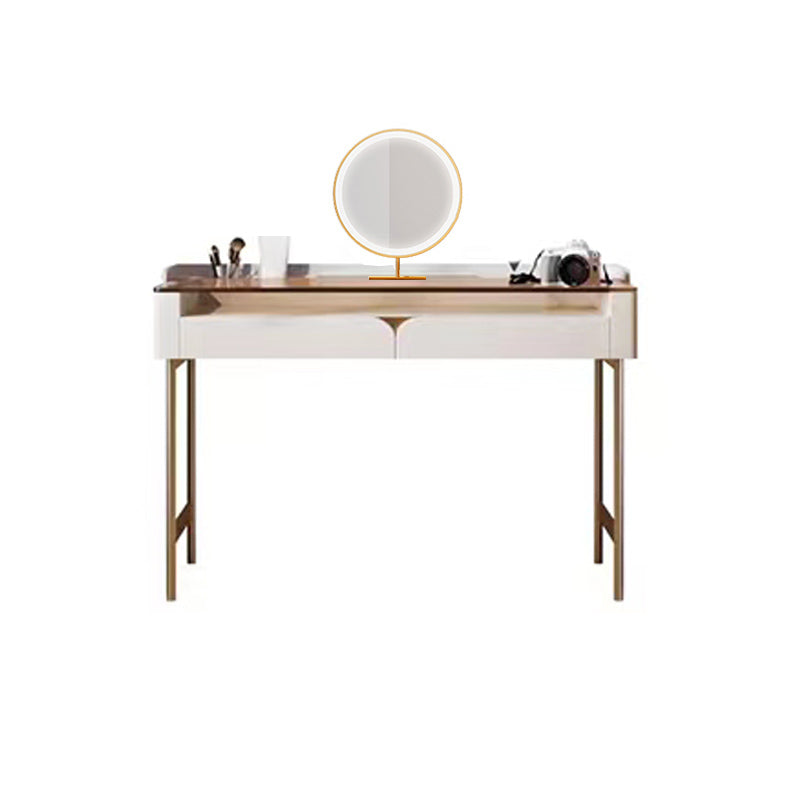 Glass Top Makeup Vanity Desk Storage Box Makeup Vanity Set with Drawer Makeup Vanity & Mirror 31.5"L x 16.5"W x 30.3"H Cabinet Not Included Clearhalo 'Bedroom Furniture' 'furn' 'furn_makeup_vanities' 'Furniture' 'Makeup Vanities' 'makeup_vanities' 7186837