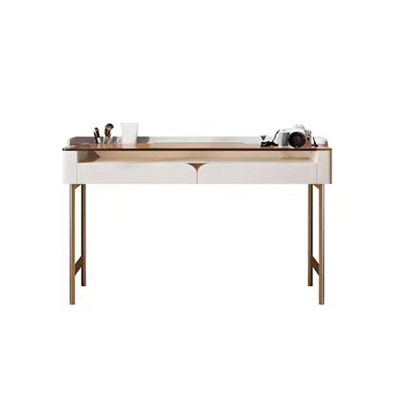 Glass Top Makeup Vanity Desk Storage Box Makeup Vanity Set with Drawer Makeup Vanity 39.4"L x 16.5"W x 30.3"H Cabinet Not Included Clearhalo 'Bedroom Furniture' 'furn' 'furn_makeup_vanities' 'Furniture' 'Makeup Vanities' 'makeup_vanities' 7186839