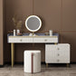5 cassetti Vanity da tavolo da trucco in pietra per donne, 17,12 "d x 30.31" H, bianco/blu
