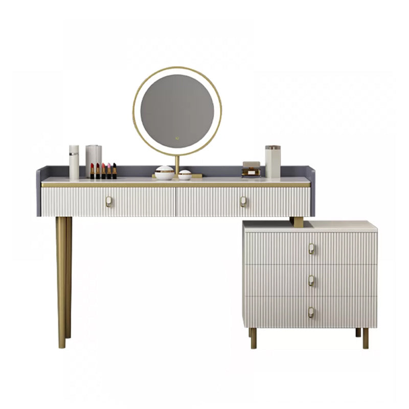 5 cassetti Vanity da tavolo da trucco in pietra per donne, 17,12 "d x 30.31" H, bianco/blu