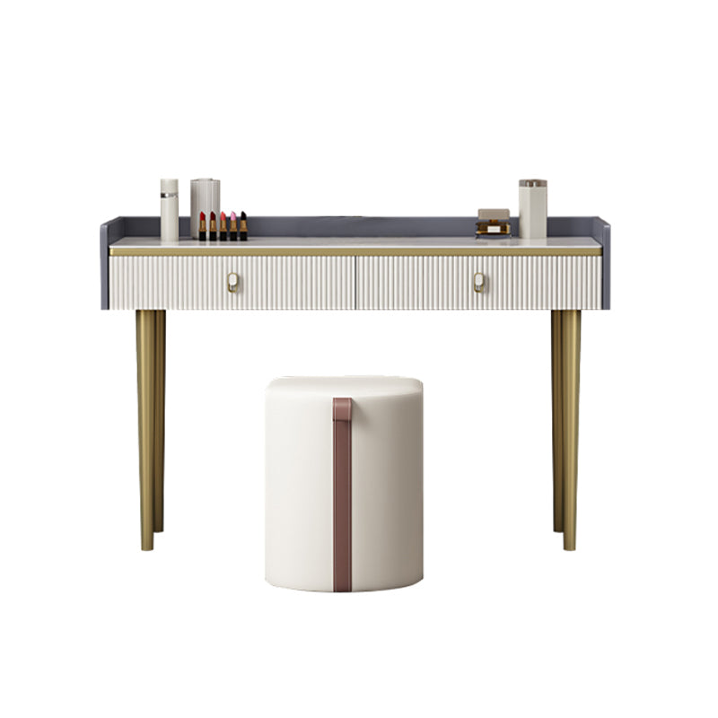 5 cassetti Vanity da tavolo da trucco in pietra per donne, 17,12 "d x 30.31" H, bianco/blu