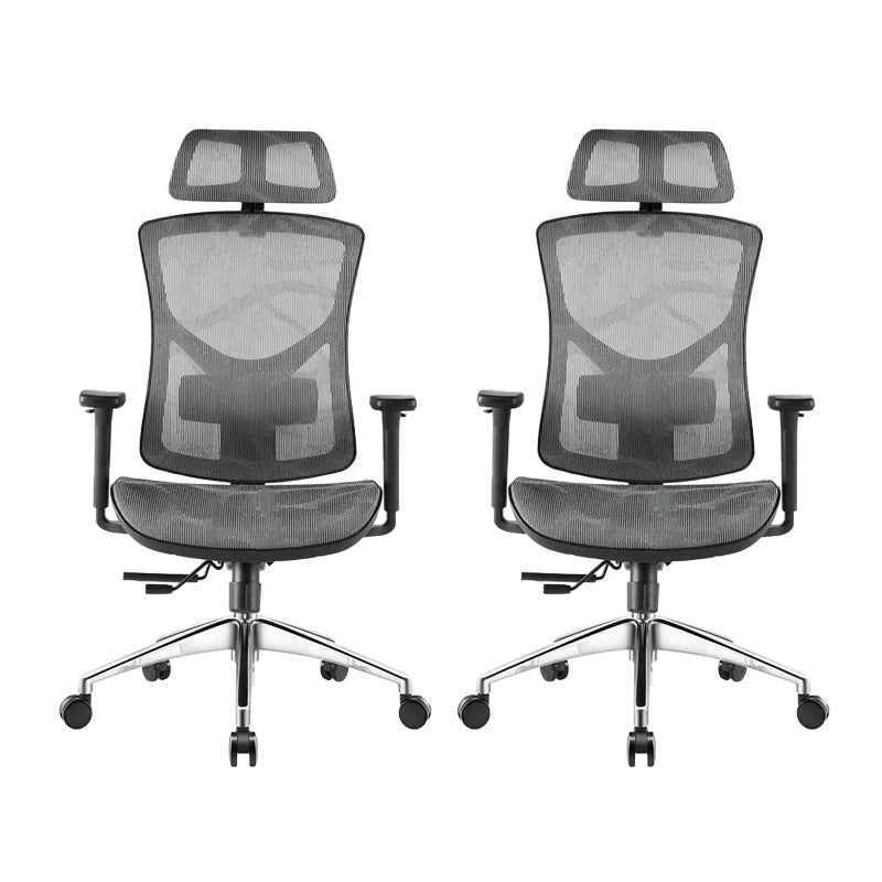 Modern Slide Office Chair Removable Arms Adjustable Seat Height Desk Chair Grey 2 Piece Set Clearhalo 'furn' 'furn_office_chair' 'Furniture' 'Office Chairs' 'Office Furniture' 'office_chair' 7189635
