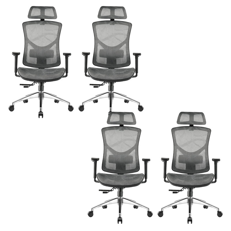 Modern Slide Office Chair Removable Arms Adjustable Seat Height Desk Chair Grey 4 Piece Set Clearhalo 'furn' 'furn_office_chair' 'Furniture' 'Office Chairs' 'Office Furniture' 'office_chair' 7189636