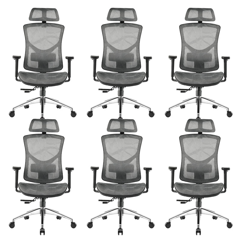 Modern Slide Office Chair Removable Arms Adjustable Seat Height Desk Chair Grey 6 Piece Set Clearhalo 'furn' 'furn_office_chair' 'Furniture' 'Office Chairs' 'Office Furniture' 'office_chair' 7189638